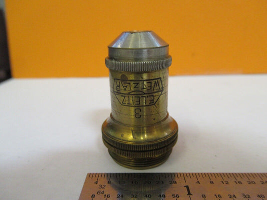 ANTIQUE ERNST LEITZ OBJECTIVE "3" OPTICS MICROSCOPE PART AS PICTURED &8M-A-85B