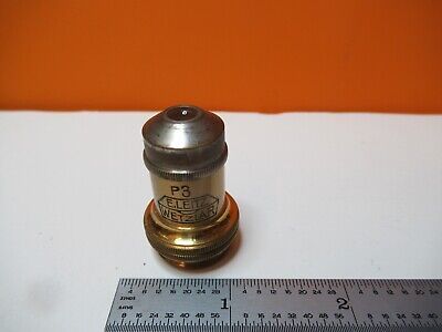 ANTIQUE LEITZ GERMANY POL OBJECTIVE 10X P3 MICROSCOPE OPTICS AS PIC &16-B-12