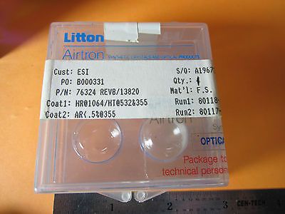 OPTICAL YAG WAVELENGTH COATED LENS ,  LOT OF 2 LENSES LASER OPTICS BIN#D7