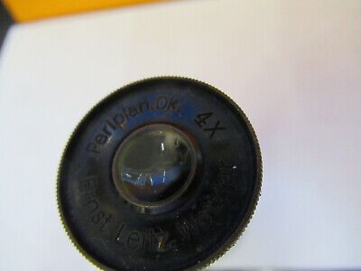 ANTIQUE ERNST LEITZ EYEPIECE 4X  OPTICS MICROSCOPE PART AS PICTURED &P9-A-109