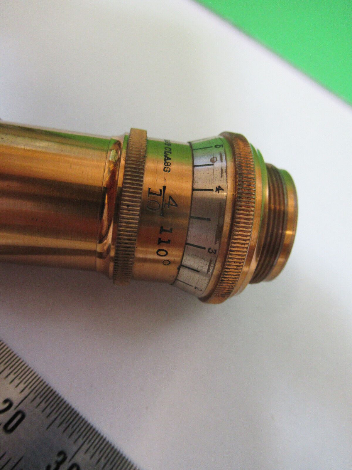 ANTIQUE BRASS BAUSCH LOMB 4/10 OBJECTIVE MICROSCOPE PART AS PICTURED #H3-A-13