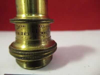 ANTIQUE BRASS OBJECTIVE BAUSCH LOMB 1/12 OPTICS MICROSCOPE AS PICTURED #10-B-35