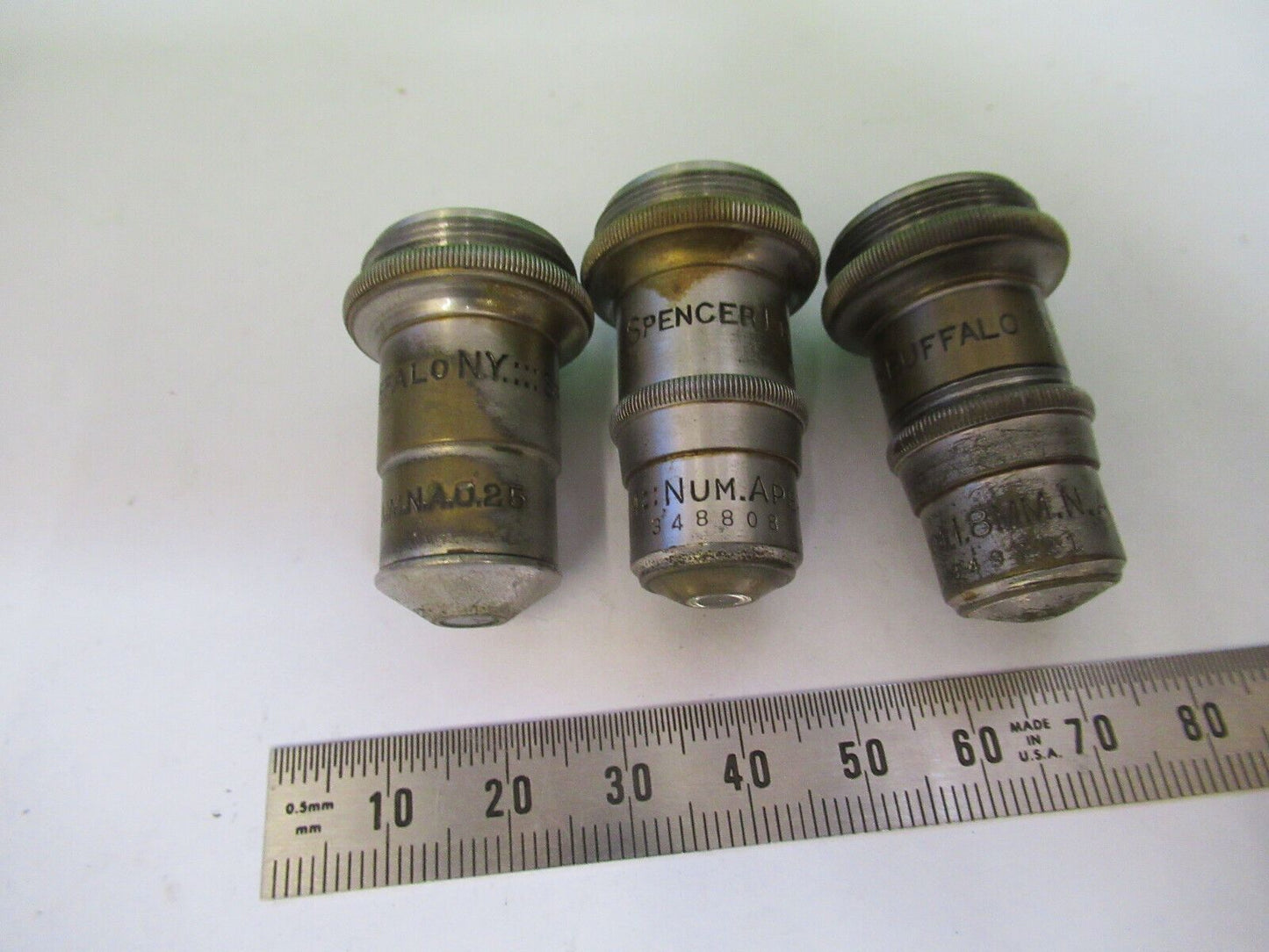 LOT SPENCER OBJECTIVE 10X 44X 95X MICROSCOPE PART OPTICS AS PICTURED AO Z6-A-106