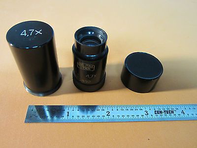 MICROSCOPE PART OBJECTIVE VINTAGE CARL ZEISS 4.7X + CAN GERMANY OPTICS BIN#21