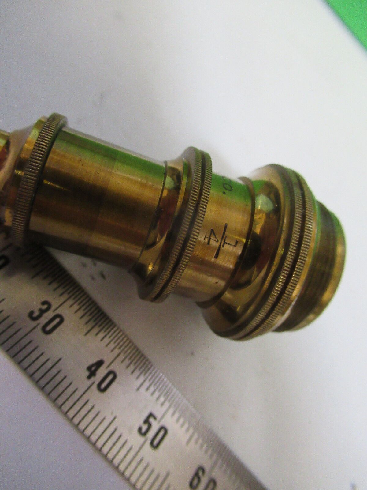 ANTIQUE BRASS BAUSCH LOMB OBJECTIVE 1/4 MICROSCOPE PART AS PICTURED &83-FT-08