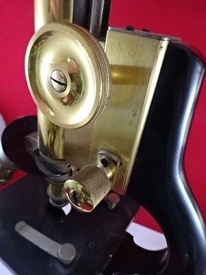 MICROSCOPE ANTIQUE BRASS ERNST LEITZ GERMANY circa 1907 OPTICS AS IS #TC-2