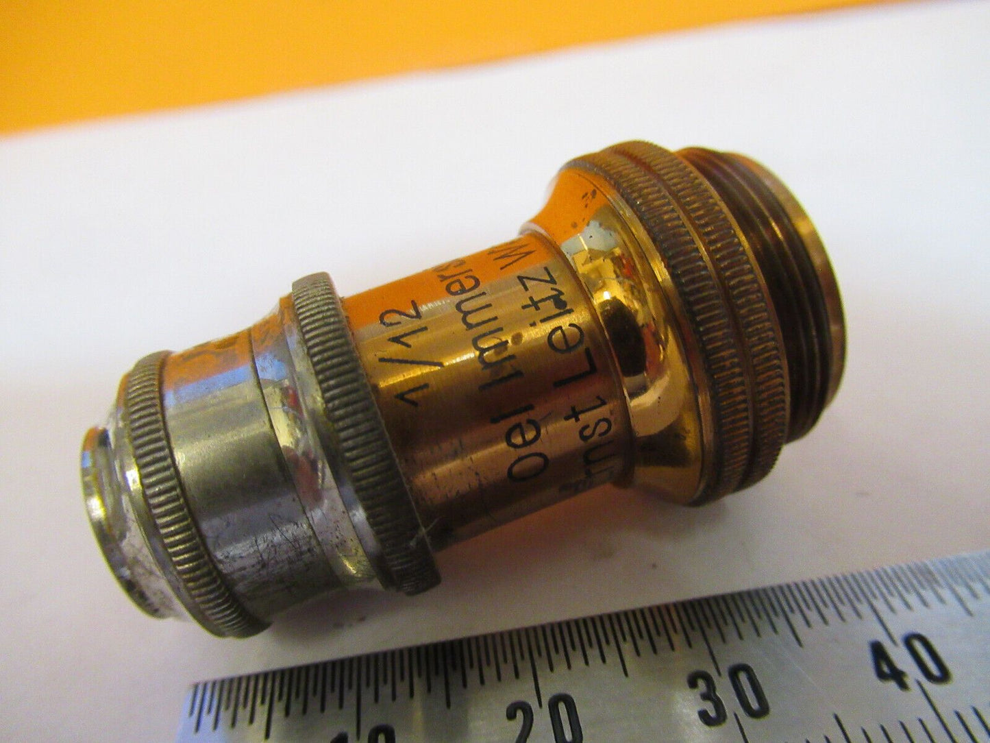 ANTIQUE ERNST LEITZ WETZLAR BRASS OBJECTIVE MICROSCOPE PART AS PICTURED 4b-ft-46