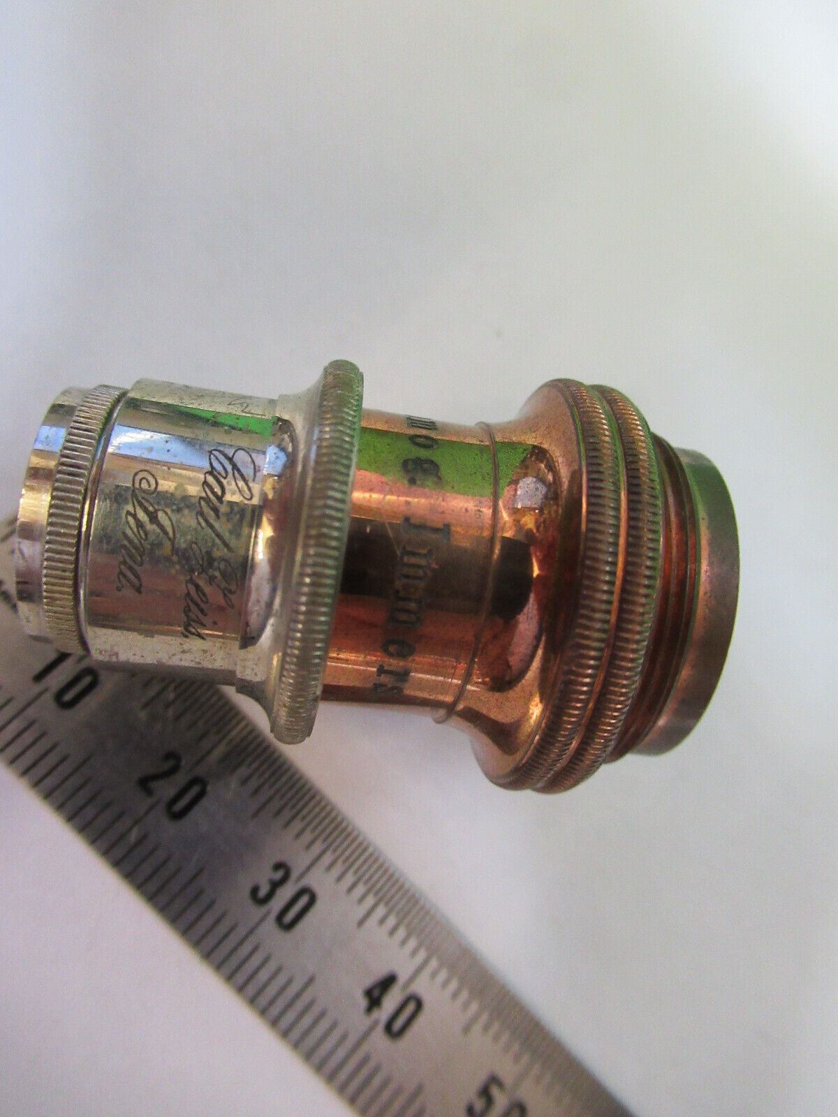 ANTIQUE BRASS CARL ZEISS  2mm OBJECTIVE MICROSCOPE AS PICTURED #H3-A-24