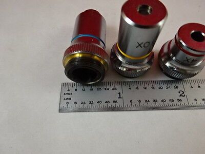 MICROSCOPE PART LOT MINI OBJECTIVES 4X 10X 40X OPTICS AS IS #P9-C-04