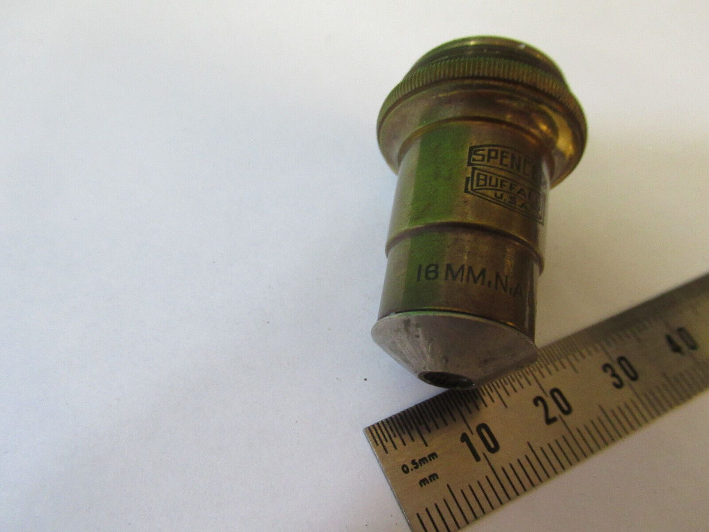 ANTIQUE BRASS 10X SPENCER OBJECTIVE LENS MICROSCOPE PART AS PICTURED #22-A-58