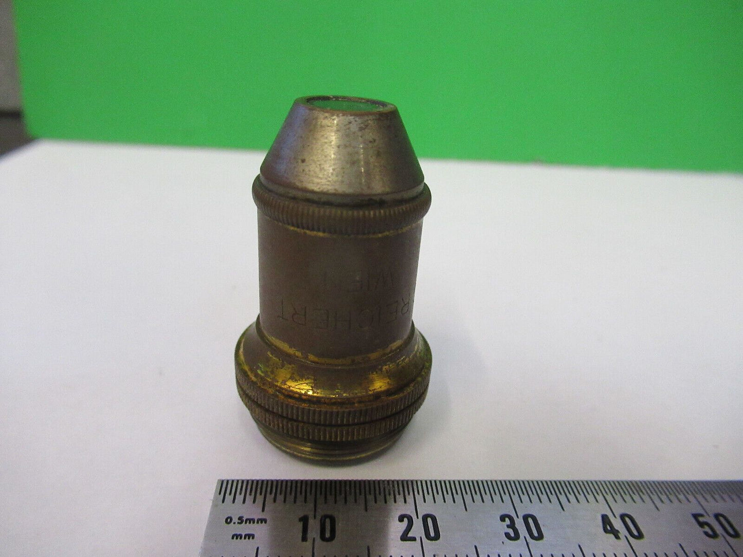 ANTIQUE BRASS REICHERT OBJECTIVE OPTICS MICROSCOPE PART AS PICTURED &R3-B-18