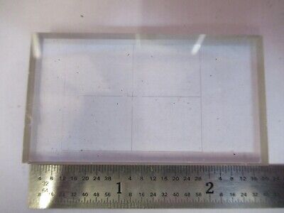 GLASS BLOCK WITH GRID PATTERN OPTICS MICROSCOPE PART AS PICTURED &Q1-A-60