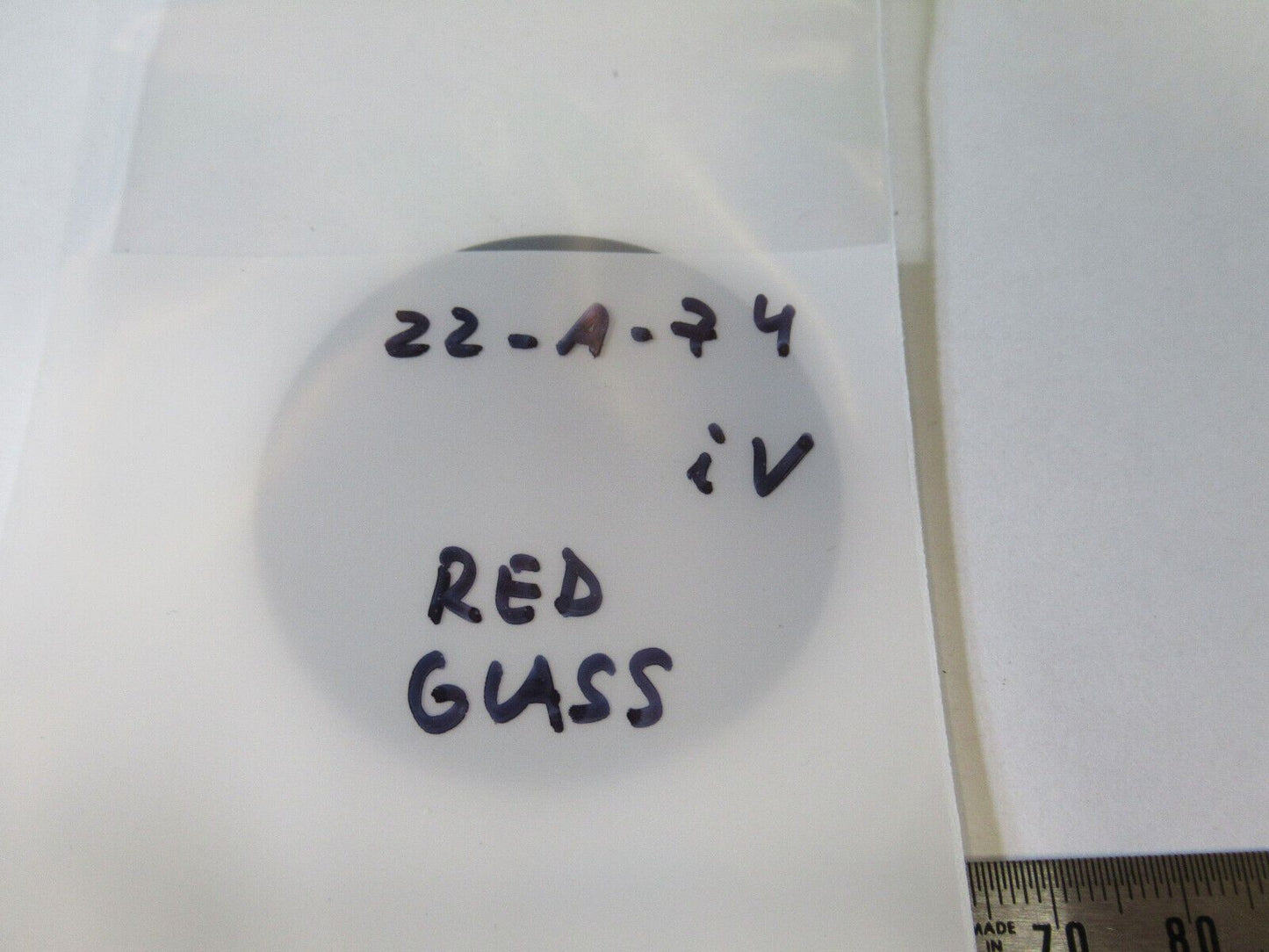 OPTICAL ROUND RED GLASS LENS FILTER OPTICS AS PICTURED &22-A-74