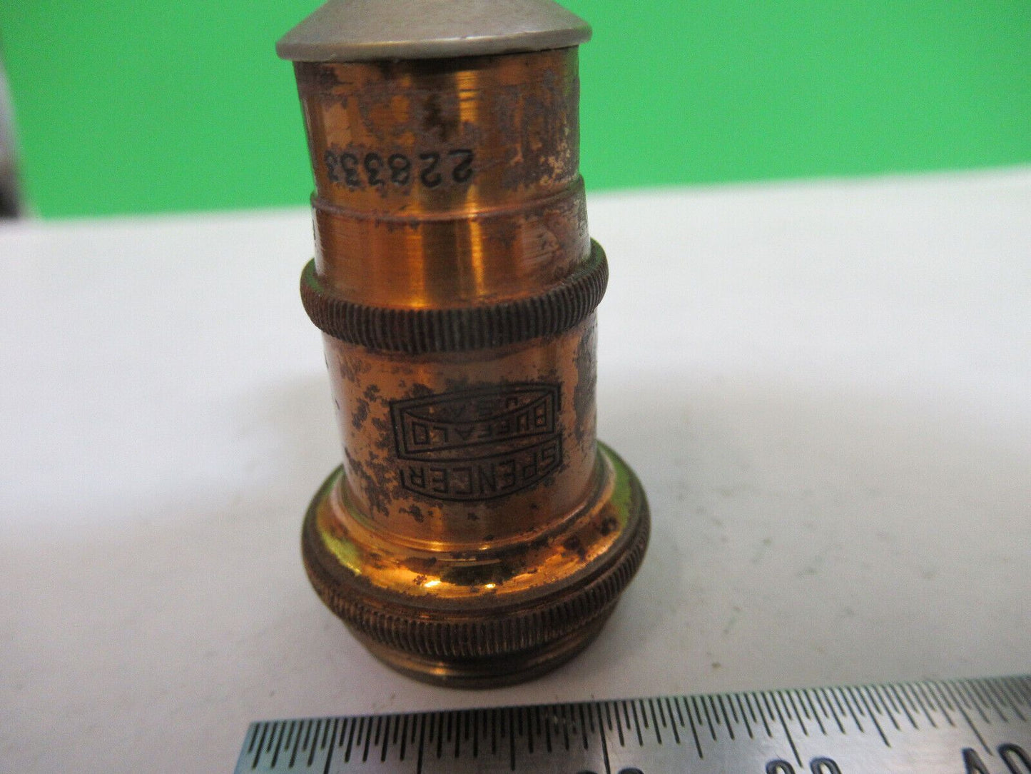 ANTIQUE BRASS SPENCER OBJECTIVE LENS OPTICS MICROSCOPE PART AS PICTURED Z1-A-135