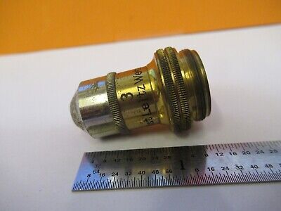 OBJECTIVE ANTIQUE BRASS LEITZ 10X OPTICS MICROSCOPE PART AS PICTURED &G1-A-77