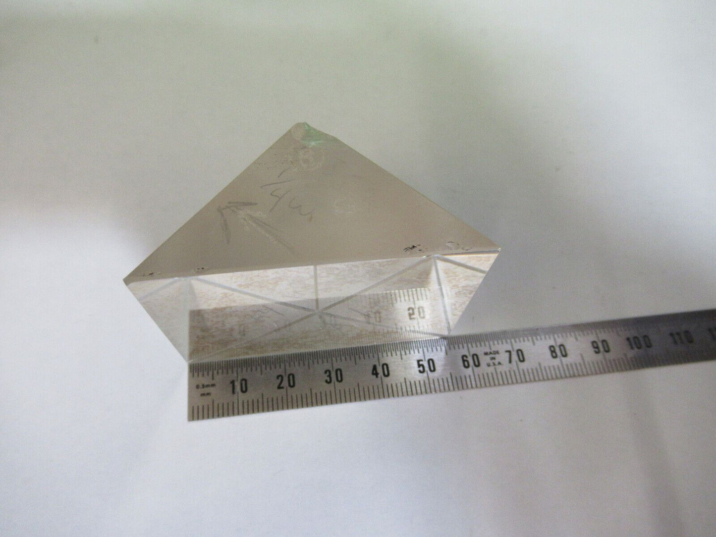 FOR PARTS OPTICAL LARGE GLASS  PRISM [chipped] OPTICS AS PICTURED W9-A-23