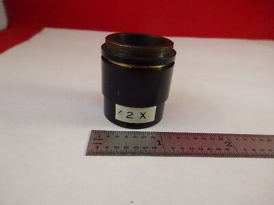 MICROSCOPE PART BRASS MOUNTED OBJECTIVE 2X OPTICS AS IS #80-41