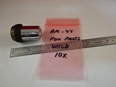 FOR PARTS MICROSCOPE PART WILD 10X SWISS cloudy OBJECTIVE OPTICS AS IS #AM-44