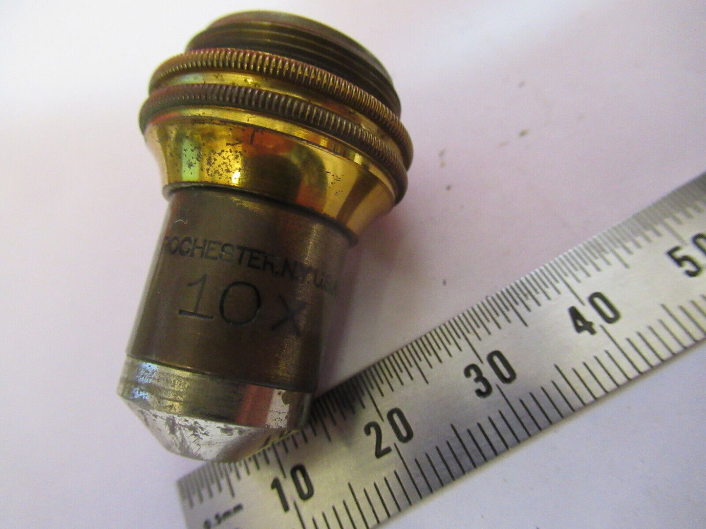 ANTIQUE  BAUSCH LOMB LENS 10X  OBJECTIVE MICROSCOPE PART AS PICTURED #R3-C-60