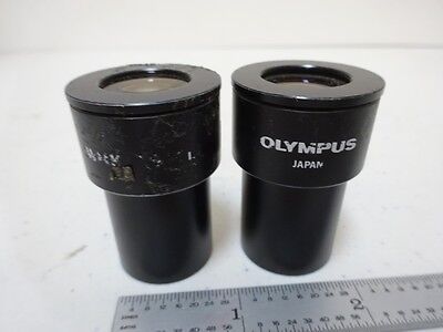 MICROSCOPE PART LOT EYEPIECES OLYMPUS 15X + RETICLE OPTICS AS IS BIN#N8-H-04