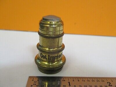 ANTIQUE BRASS ERNST LEITZ 1/12 OBJECTIVE MICROSCOPE PART AS PICTURED &7B-B-23