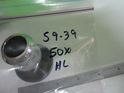 LEICA LEITZ OPTICAL MICROSCOPE PART OBJECTIVE HL 50X DF OPTICS BN# S9-39 ERGOLUX