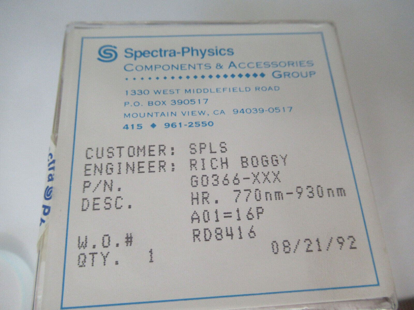 OPTICAL PRO SPECTRA PHYSICS HR 770-930 nm DICHROIC OPTICS AS PICTURED &W7-B-05