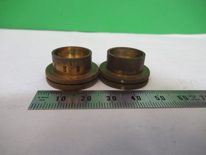 ANTIQUE SPENCER AO PAIR of BRASS KNOBS STAGE MICROSCOPE AS PICTURED &Z1-A-122