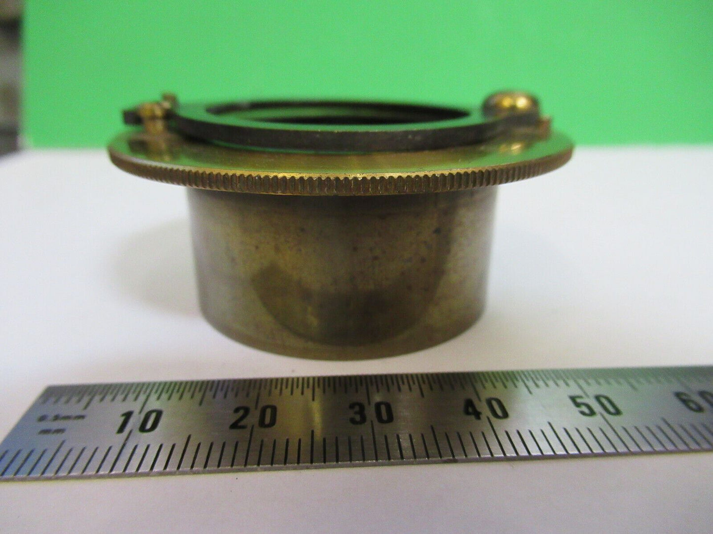 ANTIQUE BRASS FIXTURE CONDENSER RARE ENGLAND MICROSCOPE PART AS PICTURED R6-A-28