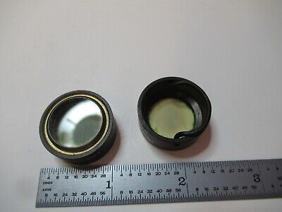 ANTIQUE MICROSCOPE PART PAIR FILTER LENS PB24330-1 UNKNOWN AS PICTURED &16-B-30