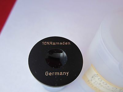 MICROSCOPE PART EYEPIECE 10X RAMSDEN GERMANY II OPTICS BIN #7C ii