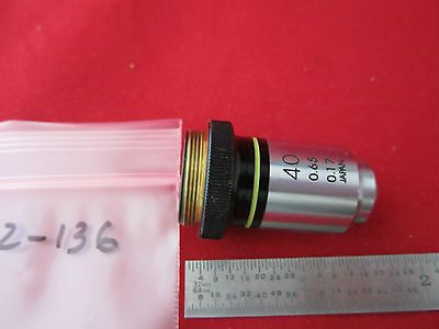 MICROSCOPE OBJECTIVE OPTICS OLYMPUS JAPAN 40X #2-136