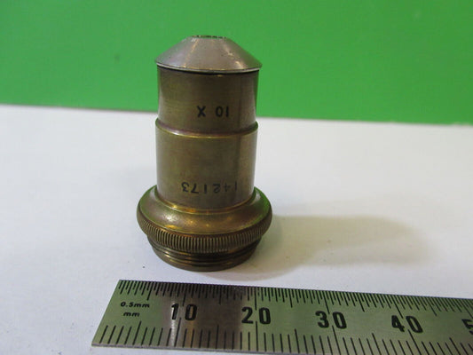 ANTIQUE BRASS 10X SPENCER OBJECTIVE LENS MICROSCOPE PART AS PICTURED #22-A-58