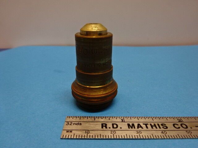 ANTIQUE BRASS MICROSCOPE PART OBJECTIVE 43X BAUSCH LOMB OPTICS AS IS  #90-46