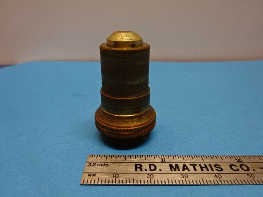 ANTIQUE BRASS MICROSCOPE PART OBJECTIVE 43X BAUSCH LOMB OPTICS AS IS  #90-46