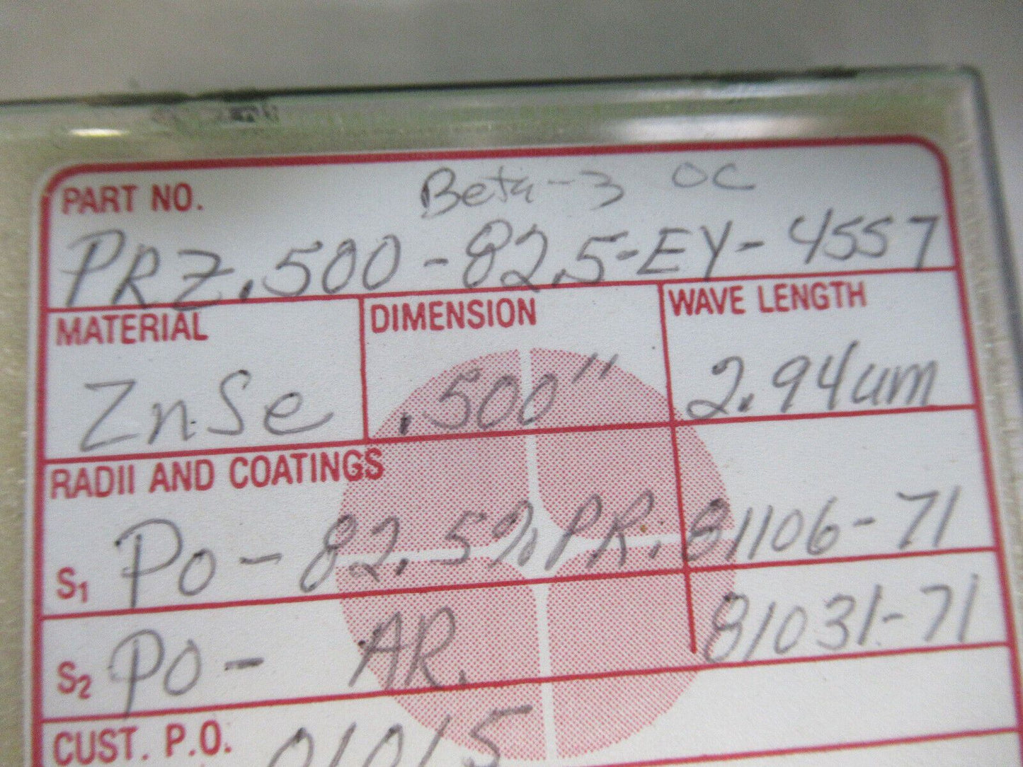 OPTICAL ZINC SELENIDE ZnSe LENS INFRARED LASER POWER OPTICS AS PICTURED &H3-A-89