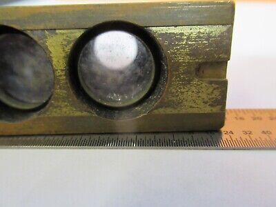 ANTIQUE BRASS STEREO OBJECTIVES OPTICS MICROSCOPE PART AS PICTURED &7B-B-79