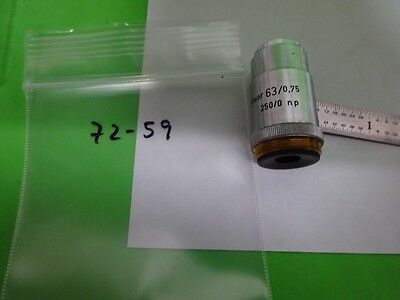 MICROSCOPE PART OBJECTIVE REICHERT AUSTRIA FLUOR 63X OPTICS AS IS BIN#72-59