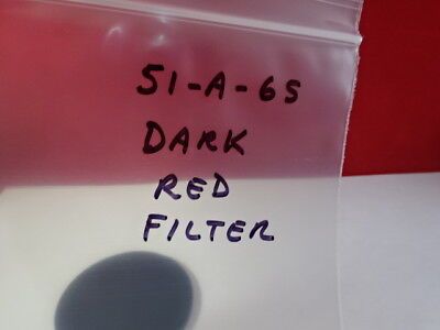 OPTICAL DARK RED FILTER GLASS OPTICS AS IS &51-A-65