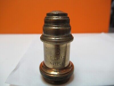 ANTIQUE BRASS OBJECTIVE LEITZ 6 MICROSCOPE PART OPTICS AS PICTURED &FT-5-61