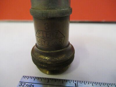 ANTIQUE ERNST LEITZ BRASS OBJECTIVE MICROSCOPE PART OPTICS AS PICTURED &13-FT-40