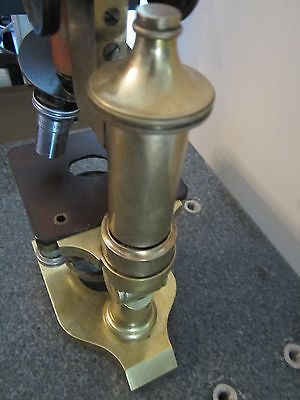 VINTAGE OPTICAL ANTIQUE BRASS MICROSCOPE LEITZ as shown BAUSCH OPTICS #LOBBY