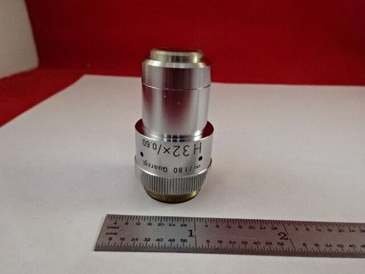 MICROSCOPE PART OBJECTIVE LEITZ GERMANY QUARTZ 32X OPTICS AS IS #F2-A-8