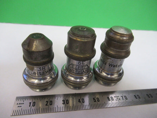 ANTIQUE LOT OBJECTIVES ERNST LEITZ OPTICS MICROSCOPE PART AS PICTURED Q7-B-09