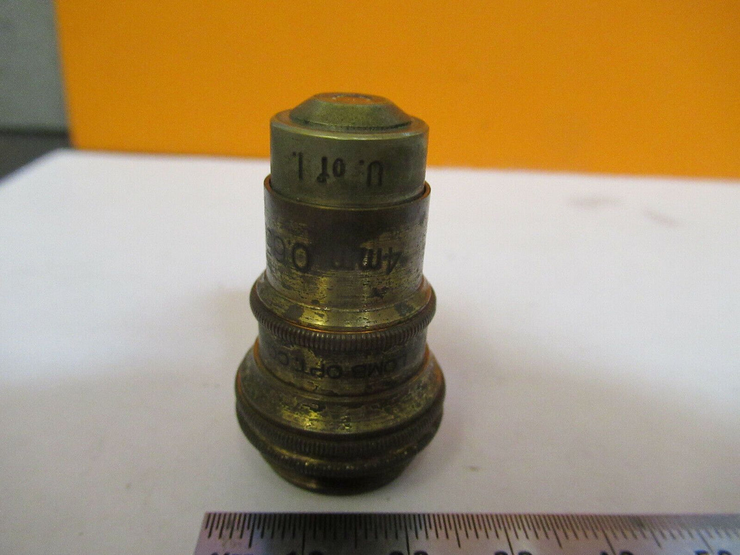 ANTIQUE BAUSCH LOMB BRASS 4mm OBJECTIVE MICROSCOPE PART AS PICTURED &P9-A-23