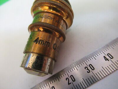 ANTIQUE BAUSCH LOMB BRASS 4mm OBJECTIVE MICROSCOPE PART AS PICTURED &Z1-A-28