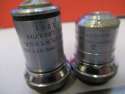 BAUSCH LOMB LOT 2 ea objective lens OPTICS MICROSCOPE PART AS PICTURED  &8Z-A-87