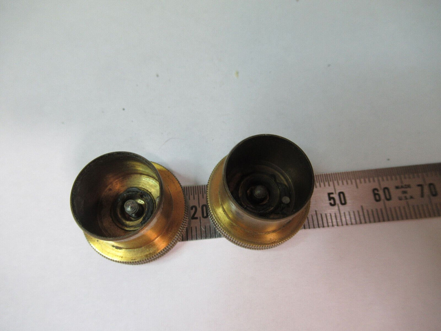 AO SPENCER PAIR BRASS KNOBS ANTIQUE MICROSCOPE PART AS PICTURED &R2-A-13