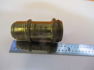 ANTIQUE BRASS ERNST LEITZ 2mm OBJECTIVE MICROSCOPE PART AS PICTURED &7B-B-15