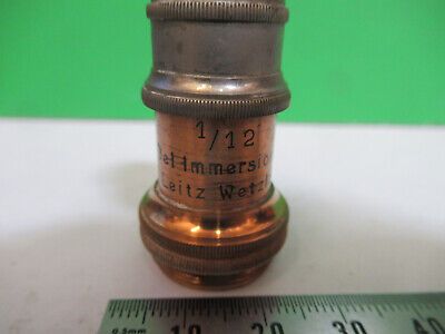 ANTIQUE ERNST LEITZ BRASS OBJECTIVE OPTICS MICROSCOPE PART AS PICTURED &Q9-A-33